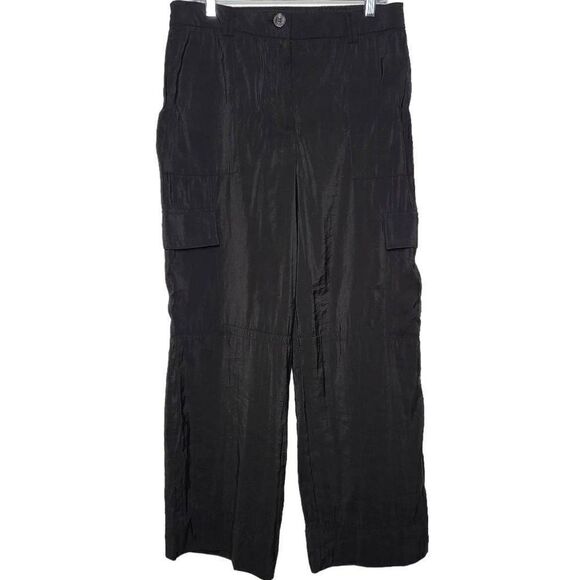 Maison d'Amelie Wide Leg Black Cargo Utility Pants Size Large - Picture 1 of 10
